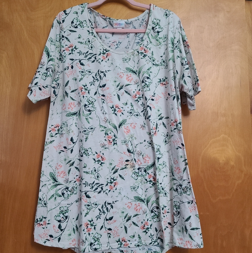 LuLaRoe Floral Print Top - Cream, Green, Pink